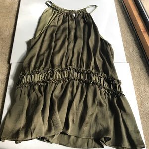 Charming Charlie large olive green dressy top